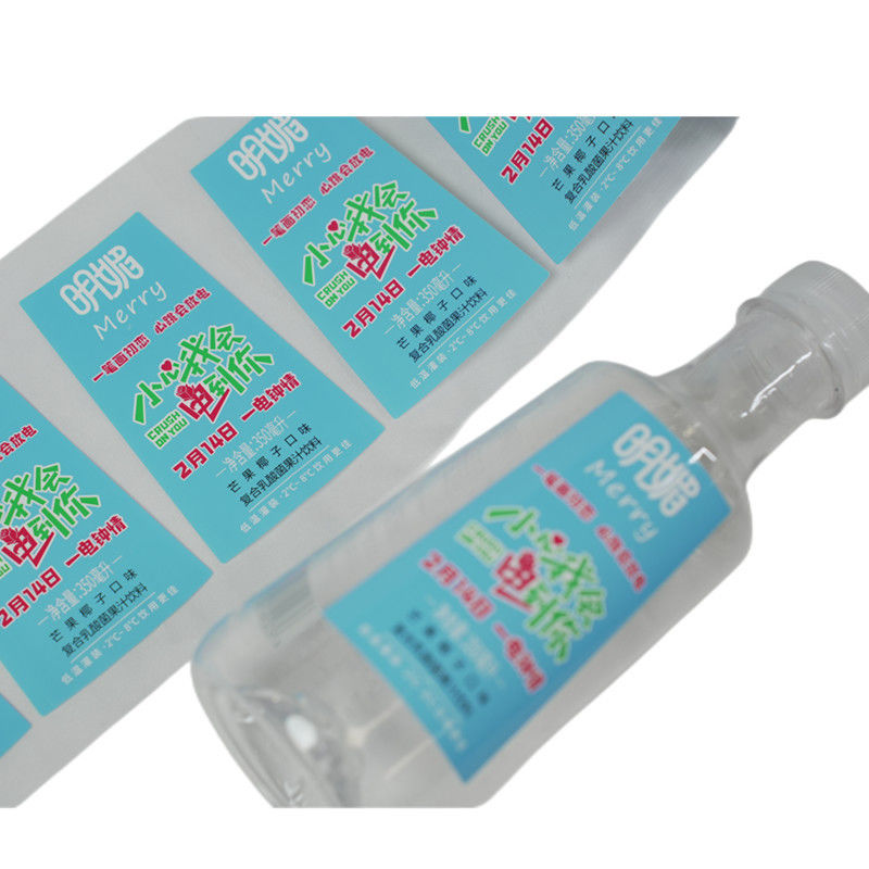 Etichetta autoadesiva impermeabile e durevole per bottiglie aromatizzanti con finitura lucida/matta e materiali diversi